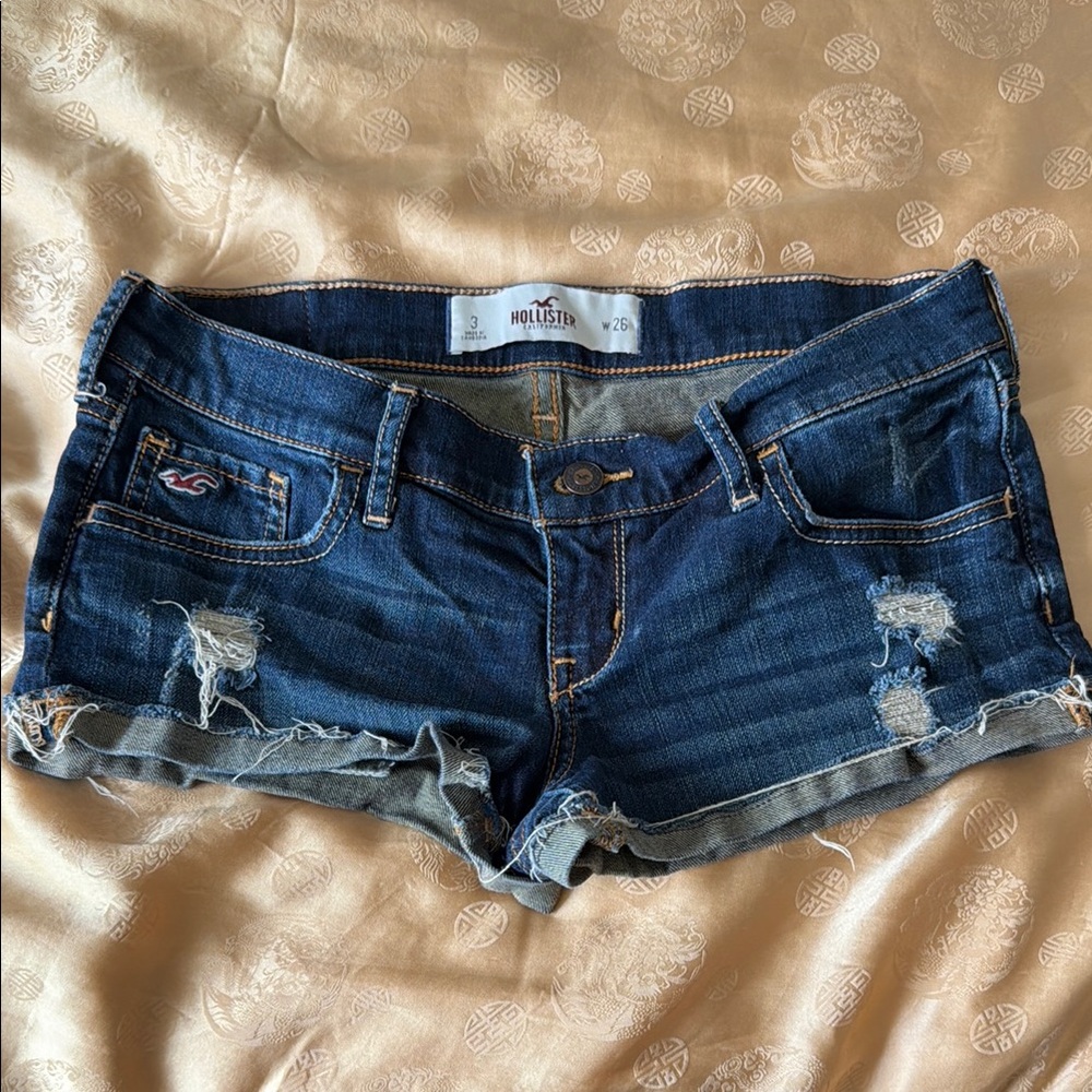 Hollister Women's Dark Blue Denim Cutoff Shorts